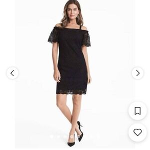 White House Black Market Black lace off the shoulder mini dress